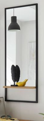 Wandspiegel Metall schwarz mit Ablage Eiche Flur Garderobe Spiegel Yorkshire 44 x 125