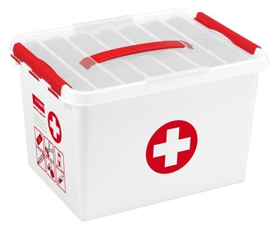 Sunware Q-Line Erste-Hilfe Aufbewahrungsbox weiß/ rot 22 Liter mit Deckel