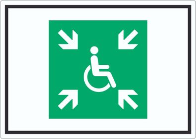 Sammelplatz für Menschen mit Behinderung Symbol Aufkleber