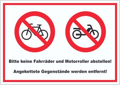 Keine Fahrräder oder Motorroller abstellen werden entfernt Aufkleber