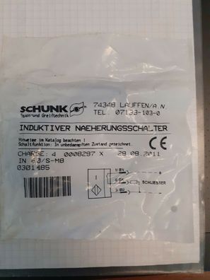 0057 Schunk Induktiver Näherungsschalter IN 60/ S-M8