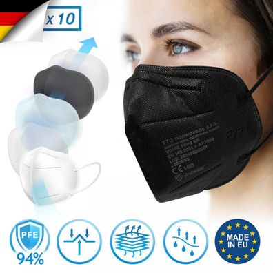 Virshields® FFP2 Schutz Maske Atemschutz Mundschutz Atemschutzmaske in Schwarz