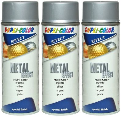 3x400ml Effektspray Lackspray Metall Effektlack Sprühfarbe Spraydose Farbe Silber