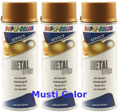 3x400ml Effektspray Lackspray Metall Effektlack Sprühfarbe Spraydose Dukatengold