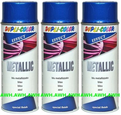 3x400ml Sprühlack Lackspray Sprühdose Acryllack Metalleffekt Metallic Lack Farbe Blau