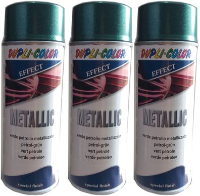 3x400ml Sprühlack Lackspray Sprühdose Acryllack Metalleffekt Metallic Petrol-Grün
