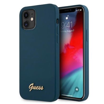 Handyhülle iPhone 12 Mini Guess Hardcase Cover Silicon Kunststoff Blau / Petrol