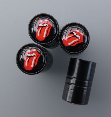 4x Ventilkappen schwarz Rolling Stones Zunge Autozubehör universal Alufelge