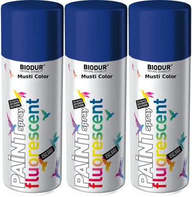 3x400ml Markierungsspray Markierlack Forstspray Signalfarbe Spraylack Fluo Neon Blau