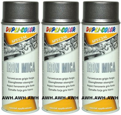 3x400ml Eisenglimmer Korrosionsschutz, Decklack Iron Mica Rostschutz Effekt Eisengrau