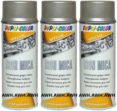 3x400ml Eisenglimmer Korrosionsschutz + Decklack Iron Mica Rostschutz Effekt Hellgrau