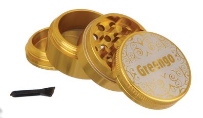 Greengo Grinder 4-teilig 50mm Siebgrinder Metall gold