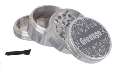 Greengo Grinder 4-teilig 50mm Siebgrinder Metall silber