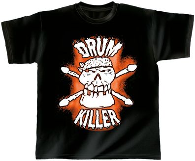 T-Shirt unisex mit Print - Drum Killer - von ROCK YOU MUSIC SHIRTS - 10411 schwarz -