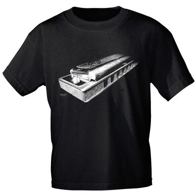 T-Shirt unisex mit Print - Harmonica - von ROCK YOU MUSIC SHIRTS - 10167 schwarz - Gr
