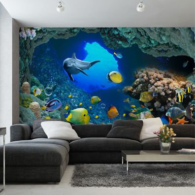 Muralo VINYL Fototapete XXL TAPETE Schlafzimmer BUNTE Fische Ozean 2915