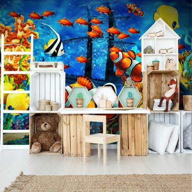 Muralo VINYL Fototapete XXL TAPETE Jugend exotische Fische 3D 2929