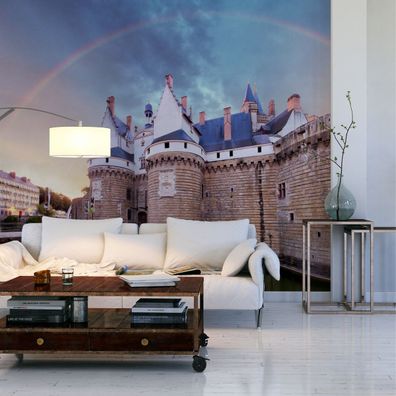 Muralo VINYL Fototapete XXL TAPETE Wohnzimmer Schloss Regenbogen Himmel 3D 2962