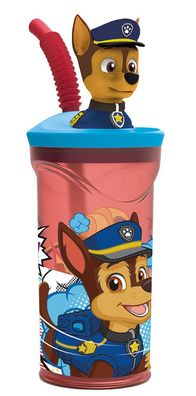 Stor 18966 Paw Patrol 3D Trinkbecher 360ml Becher Strohhalm Reusable