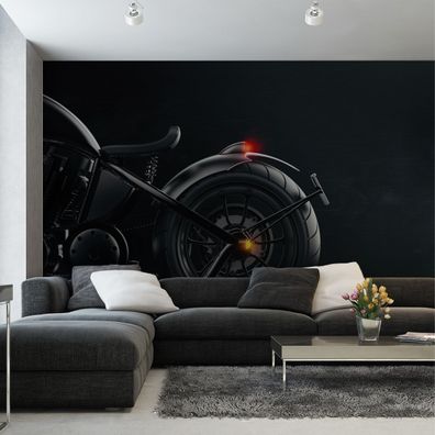 Muralo VINYL Fototapete XXL TAPETE Büro Motorrad Chopper Nebel 3020