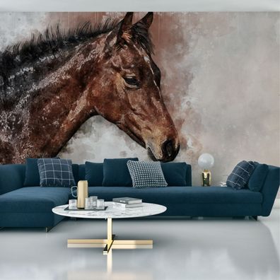 Muralo VINYL Fototapete XXL TAPETE Pferd Aquarell 3D 3082