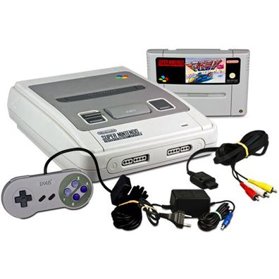 Original SUPER Nintendo - SNES Konsole + ALLE KABEL + Ähnlicher Controller + SPIEL...