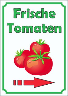 Frische Tomaten Aufkleber Hochkant mit Pfeil rechts