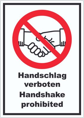 Handschlag verboten Handshake prohibited Aufkleber Symbol und Text Aufkleber