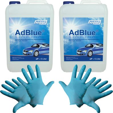 2x Hoyer AdBlue® inkl. Ausgießer 10 L + 2 paar Einweg Nitril-Handschuhe