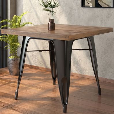 California | Tolix Tisch | 70x70cm | Wenge & Schwarz | Industrie Tisch, Retrotisch,