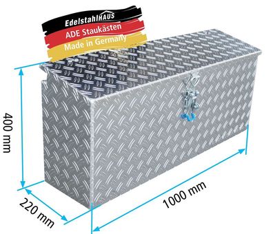 ADE Seitenkasten Alu Riffelblech 1000 x 220 x 400 mm, Staukasten, Staubox, Zubehör...