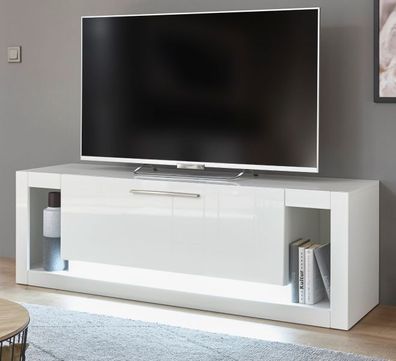 TV-Lowboard Fernseher Unterschrank weiß Hochglanz TV Unterteil 150 cm Ladis