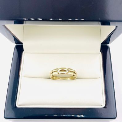 Damen Ring 585 Gelbgold mit 0.06 ct Diamanten Gr 55 EU
