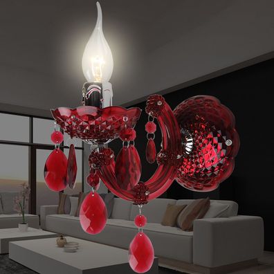 SOFIA | Wandlampe | Ø125mm | Rot | Kristall Wandlüster | Lüster Wandleuchte Wandlamp