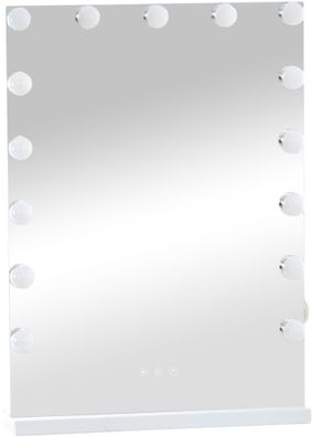 Schminkspiegel Kosmetikspiegel weiß, 43 cm breit 61 cm hoch, 15 LED-Leuchten dimmbar