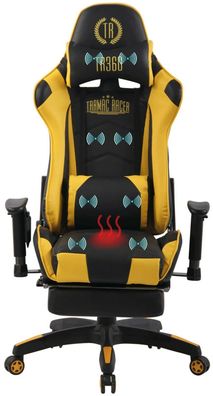 Bürostuhl gelb Chefsessel Wärme- und Massagefunktion Gaming Gamer Zockersessel