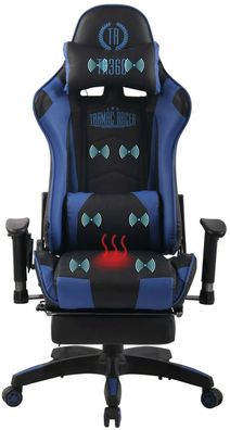 Bürostuhl blau Chefsessel Wärme- und Massagefunktion Gaming Gamer Zockersessel