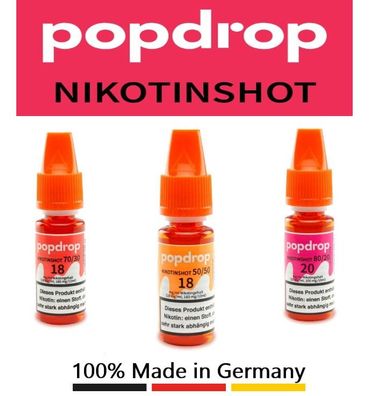 Nikotin Shots Popdrop 18mg 20mg - 50/50 70/30 80/20 Mengenrabatt DE Premium Base