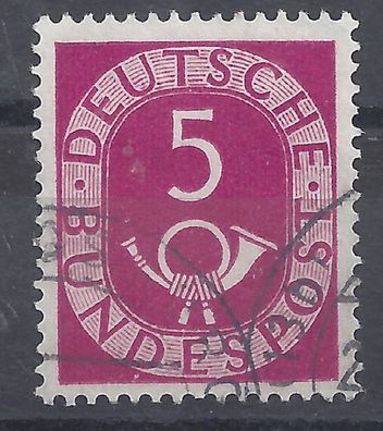 Mi. Nr. 125, BRD, Bund, Jahr 1951, Posthorn 5, lila, gestempelt