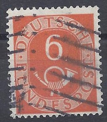 Mi. Nr. 126, BRD, Bund, Jahr 1951, Posthorn 6, orange, gestempelt