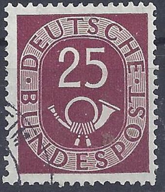 Mi. Nr. 131, BRD, Bund, Jahr 1951, Posthorn 25, dunkelrot, gestempelt