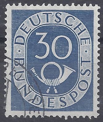 Mi. Nr. 132, BRD, Bund, Jahr 1951, Posthorn 30, blau, gest, PF