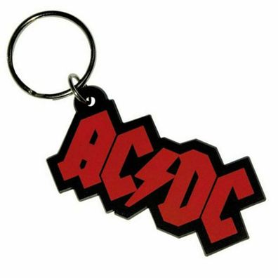 AC/ DC Red Logo Schlüsselanhänger Keychain aus Gummi Offiziell lizensiert