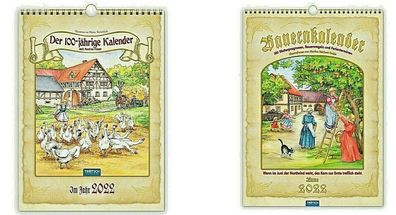 Hundertjähriger / 100-jähriger Kalender 2022 und Bauernkalender m Malerei Fotos