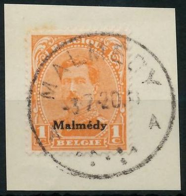 Belgische BES.-POST Malmedy Nr 1 zentrisch gestempelt Briefstück X425D96