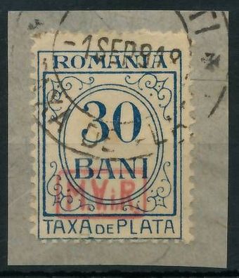 BES. 1WK D-MV Rumänien PORTO Nr 4 gestempelt Briefstück X43497A