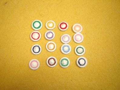 16 Knöpfe Zwirnknopf 2farbig mit Muster 1,2 cm verschiedene bunte Farben K205
