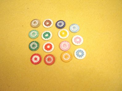 15 Knöpfe Zwirnknopf 2farbig mit Muster 1,2 cm verschiedene bunte Farben K207