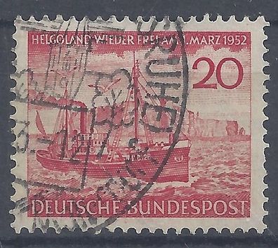 Mi. Nr. 152, BRD, Bund, Jahr 1952, Helgoland 20, rot, gestempelt