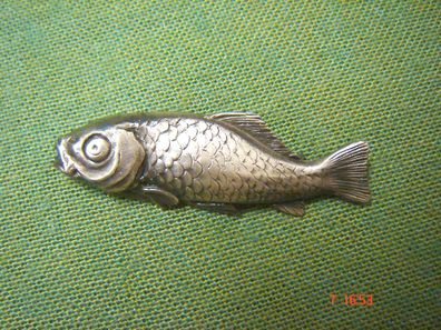 Anstecknadel Fisch echt versilbert 6,5 cm Hutabzeichen Nr7157 Fischerei